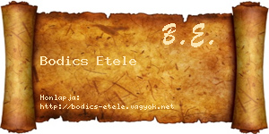 Bodics Etele névjegykártya